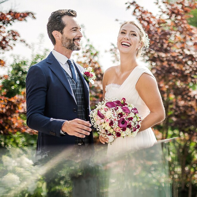 Woman and man at wedding in the garden