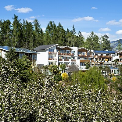 The former Völlanerhof amidst the apple blossom
