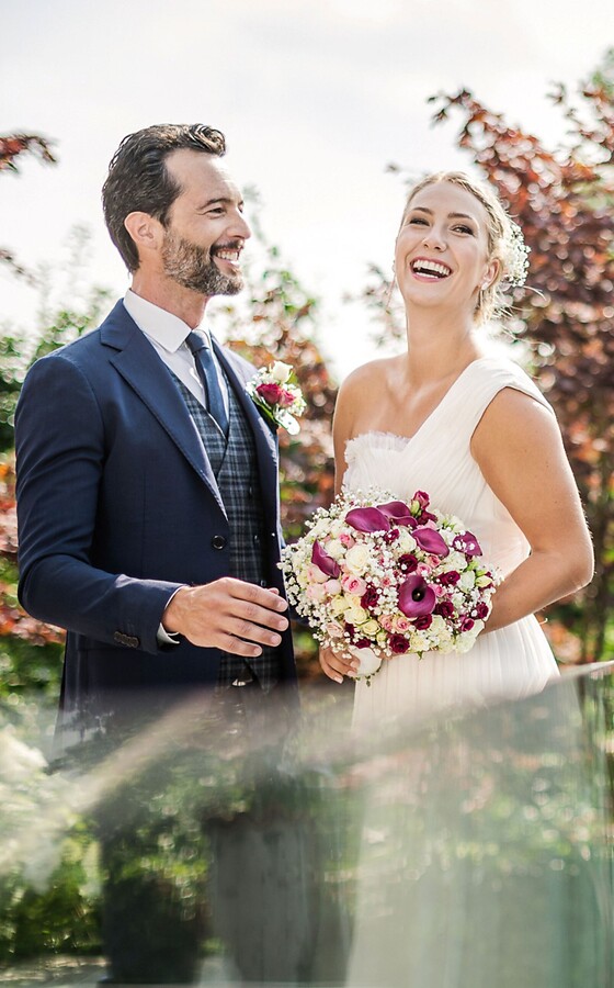 Woman and man at wedding in the garden